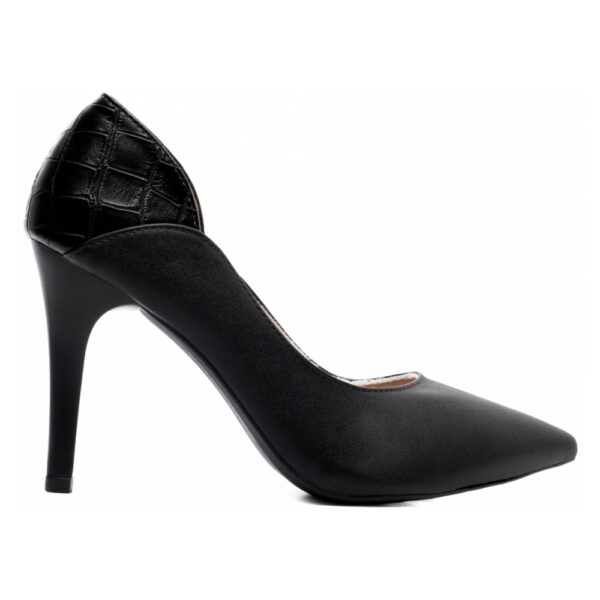 Sapato Scarpin Preto e Croco Preto Salto Fino - Imagem 4