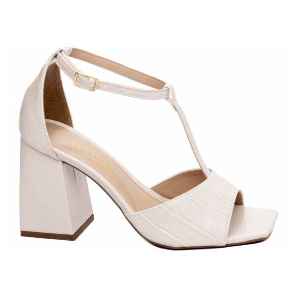 Sandália Feminina Verniz Off White e Napa Croco Off White