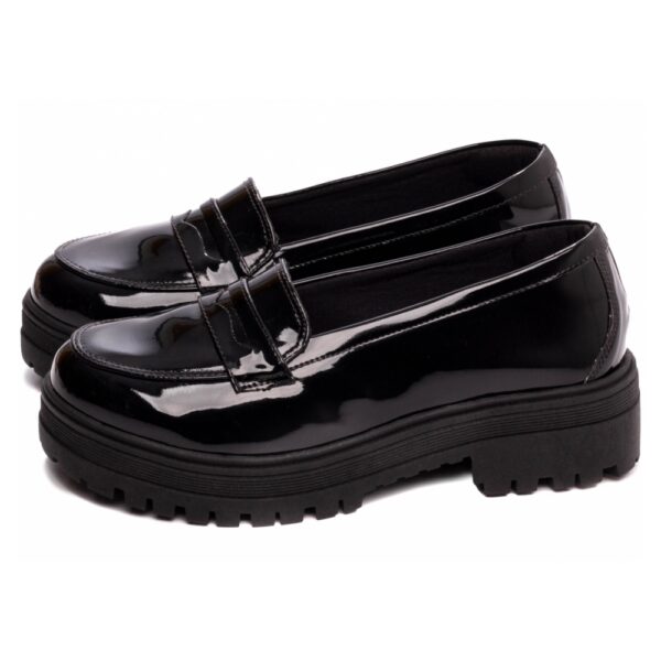 Mocassim Feminino Tratorado Preto Verniz - Imagem 2