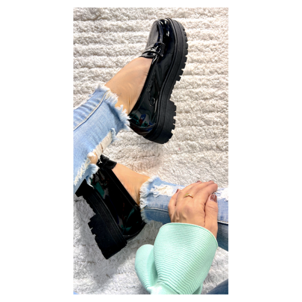 Mocassim Feminino Tratorado Preto Verniz - Imagem 6