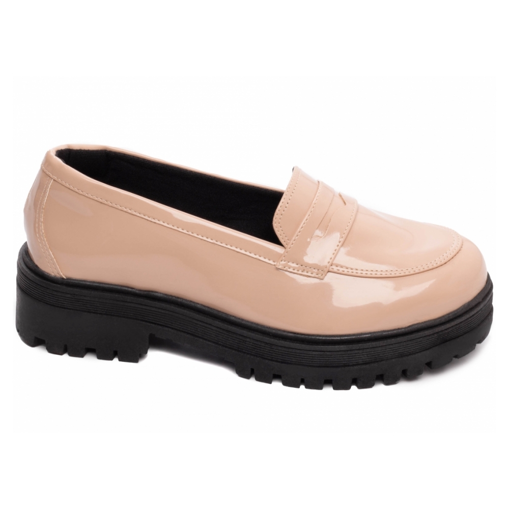 Mocassim Feminino Tratorado Rose Verniz