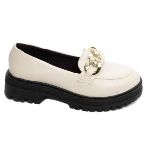 Mocassim Feminino Tratorado Off White
