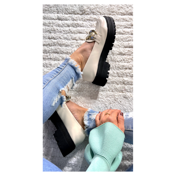 Mocassim Feminino Tratorado Off White - Imagem 6
