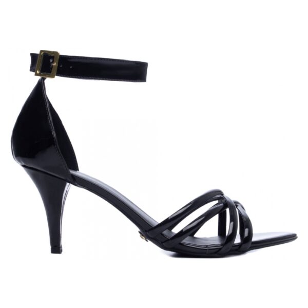 Sandália Salto Fino Baixo Preto Verniz - Imagem 4