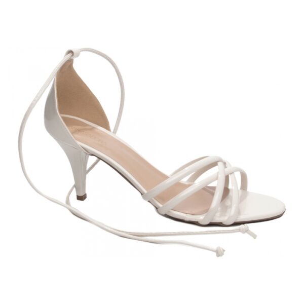 Sandália Salto Fino Baixo Off White - Imagem 4