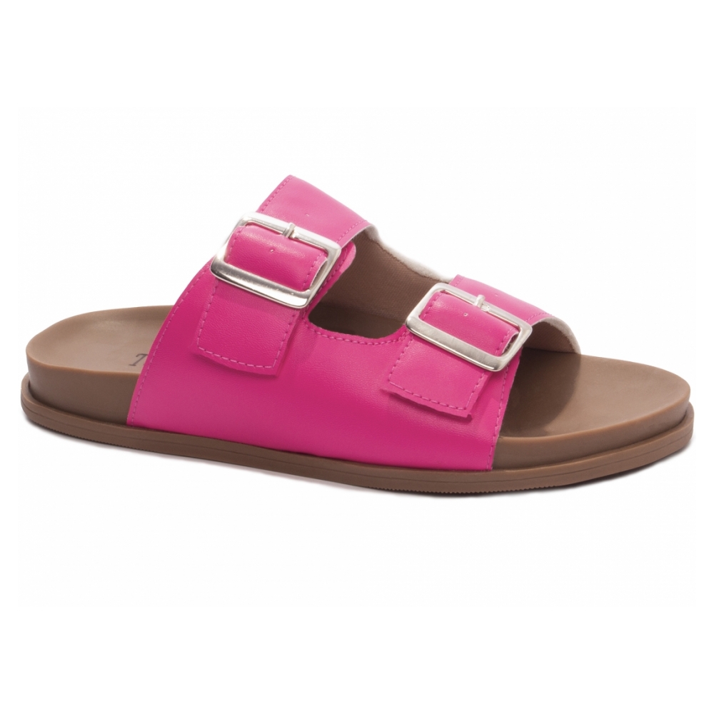 Sandália Papete Birken Pink com fivela Prata