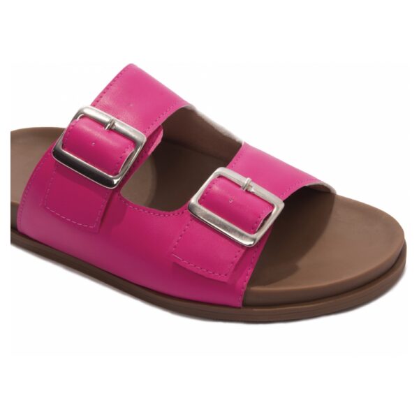 Sandália Papete Birken Pink com fivela Prata - Imagem 3