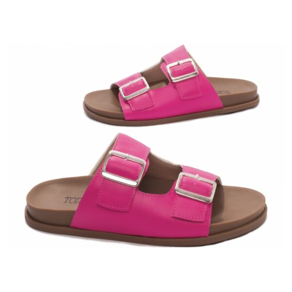 Sandália Papete Birken Pink com fivela Prata - Imagem 4