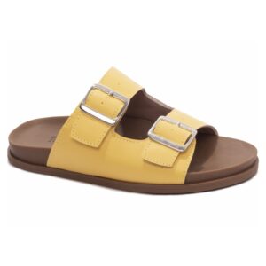 Sandália Papete Birken Amarela com Fivela Prata