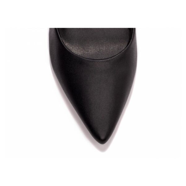 Sapato Scarpin Preto Bico Fino Salto Grosso Baixo - Imagem 4