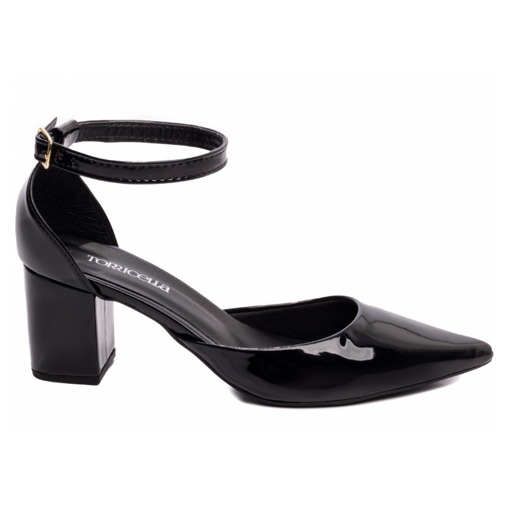 Sapato Scarpin Preto Bico Fino Tanoleira