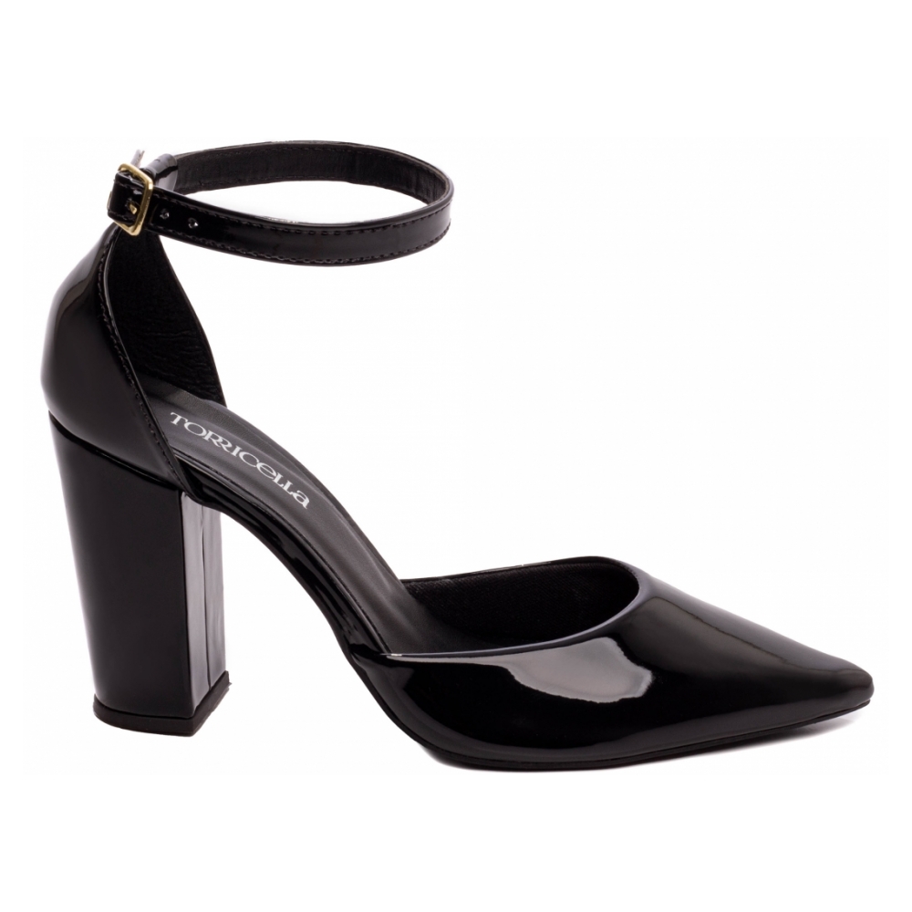 Sapato Scarpin Preto Bico Fino Tanoleira