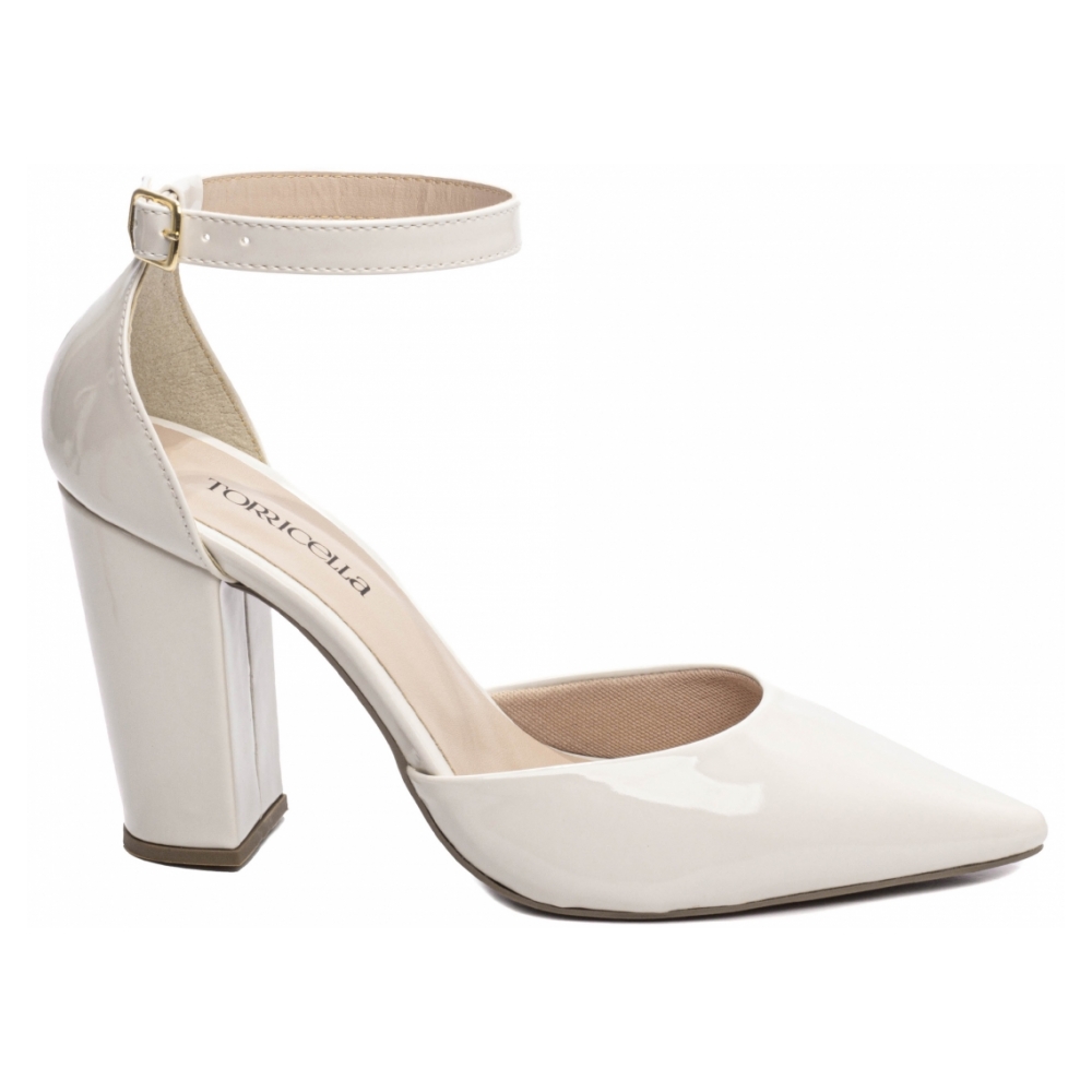 Sapato Scarpin Off White Bico Fino Tanoleira