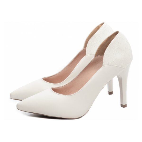 Sapato Scarpin Off White e Croco Off White Salto Fino - Imagem 3