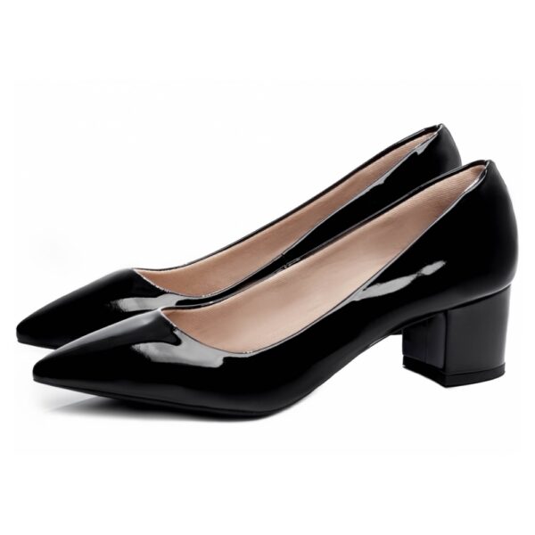 Sapato Scarpin Preto Verniz Salto Baixo - Imagem 3