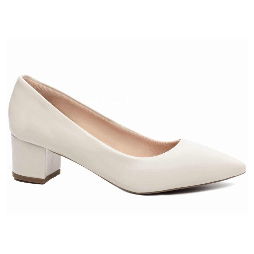 Sapato Scarpin Off White Salto Grosso 5 cm