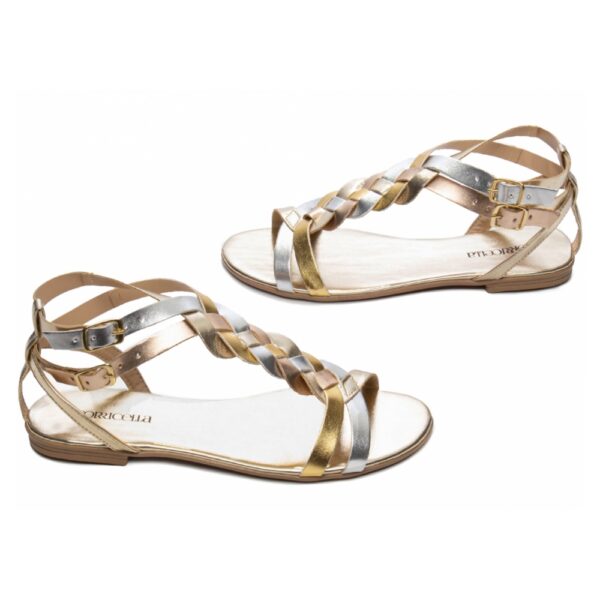 Sandália Rasteira Metalizado Dourado, Ouro Light, Prata Rose - Imagem 3