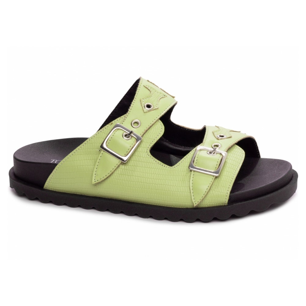Sandália Papete Birken Verde com Fivela