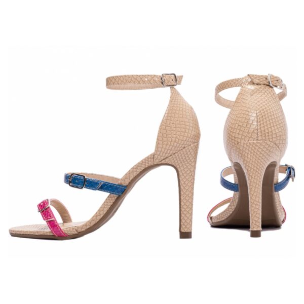 Sandália Feminina Croco Bege, Azul e Pink - Imagem 2