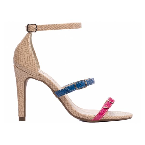 Sandália Feminina Croco Bege, Azul e Pink - Imagem 4