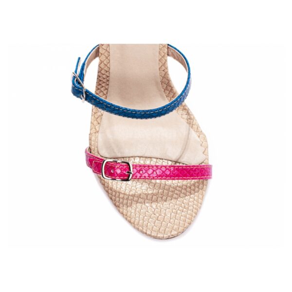 Sandália Feminina Croco Bege, Azul e Pink - Imagem 5