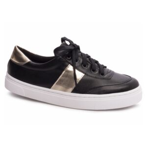 Tênis Feminino Cadarço Preto e ilhós na cor Preto
