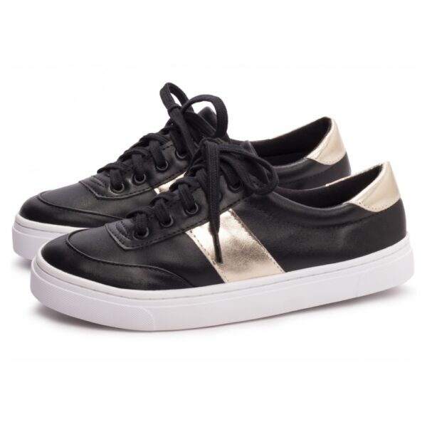 Tênis Feminino Cadarço Preto e ilhós na cor Preto - Imagem 2
