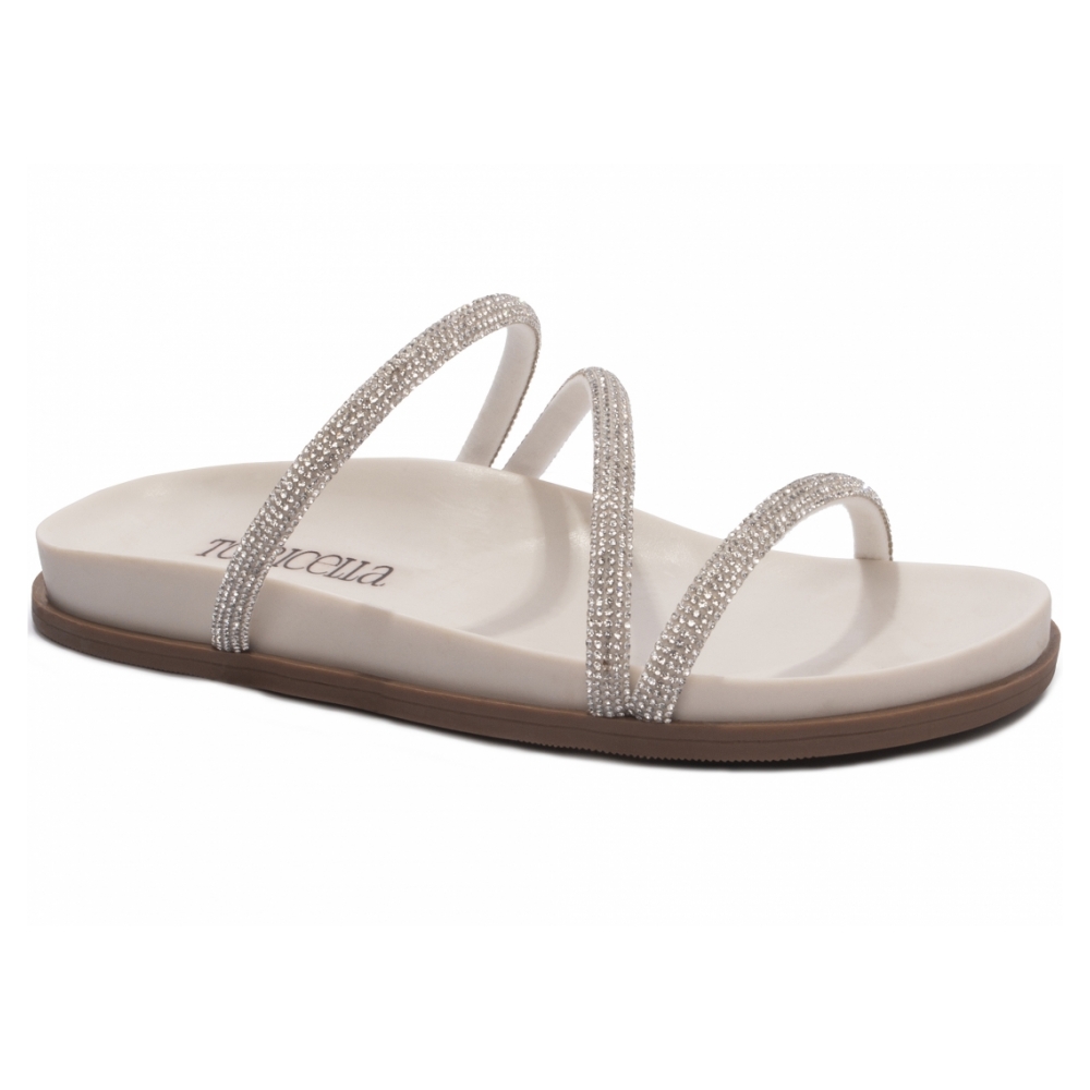 Sandália Papete Birken Off white com Detalhe Prata