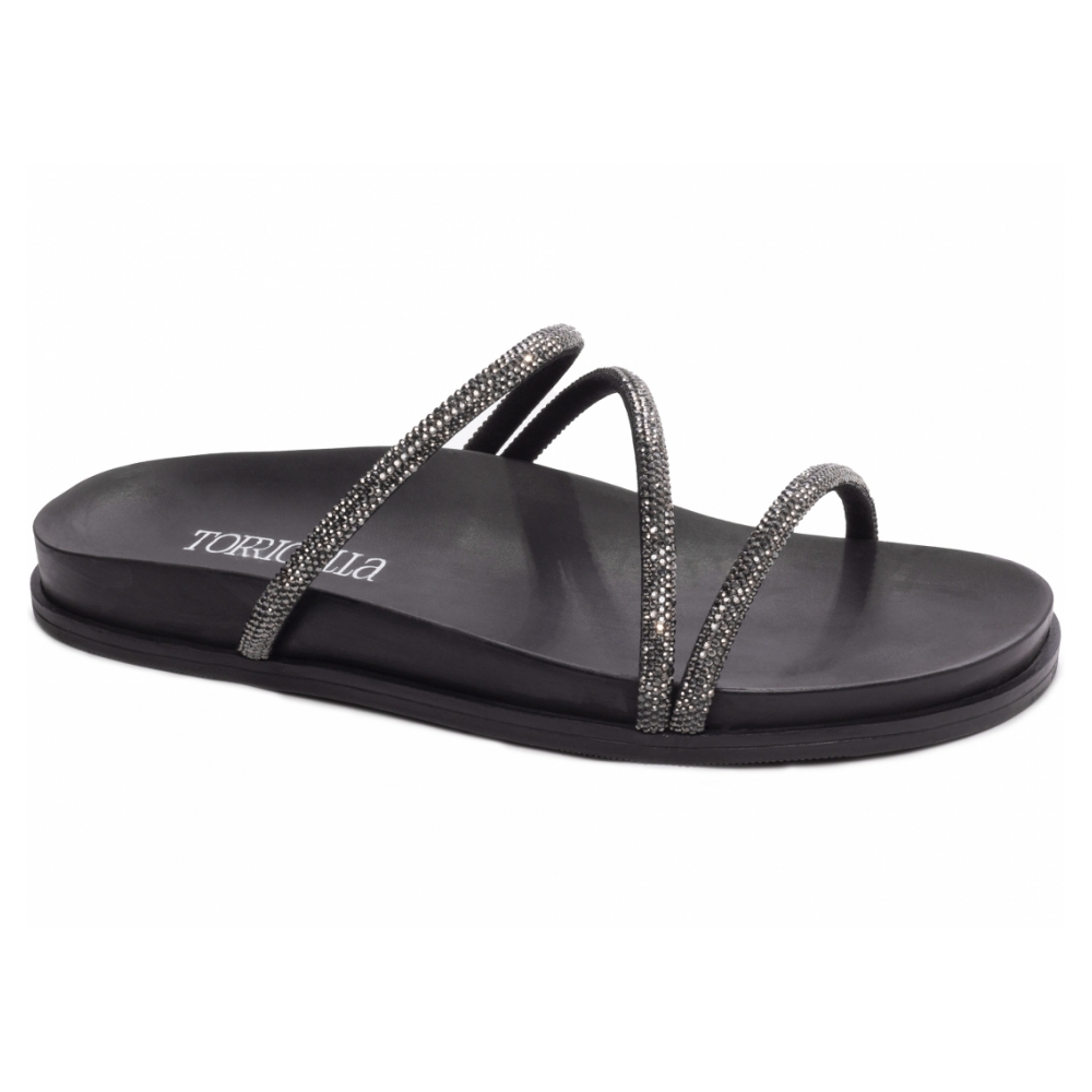Sandália Papete Birken Preta com Detalhes Grafite