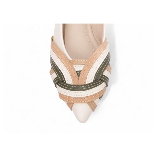 Sapatilha Bico Fino Off White Verde Rose - Imagem 4
