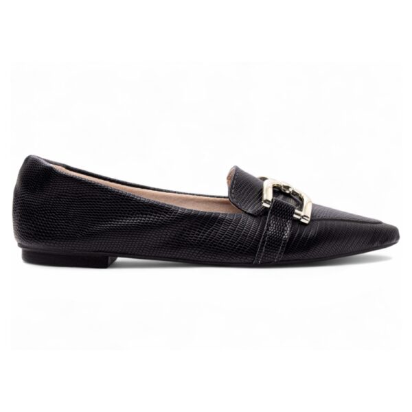 Sapatilha Mocassim Bico Fino Lezard Preto - Imagem 3