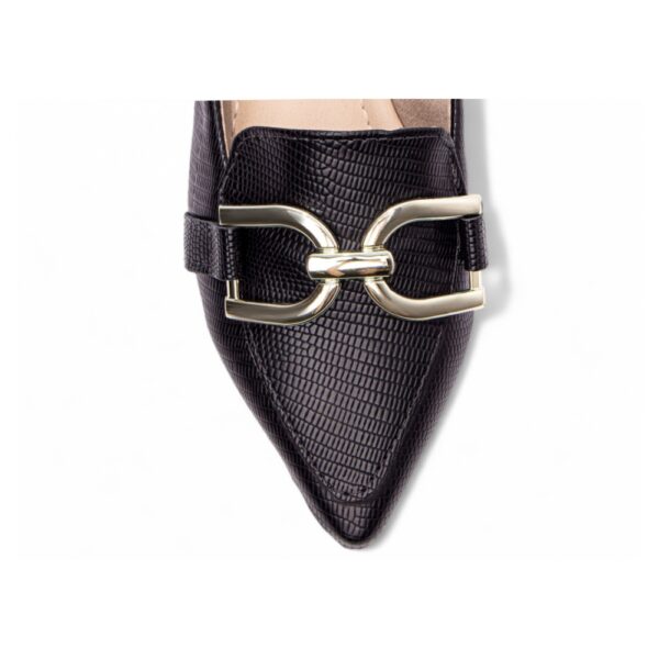 Sapatilha Mocassim Bico Fino Lezard Preto - Imagem 4