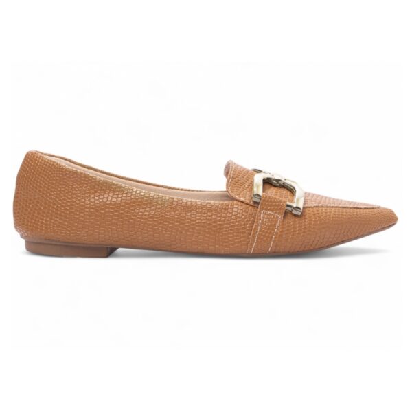 Sapatilha Mocassim Bico Fino Lezard Caramelo - Imagem 3