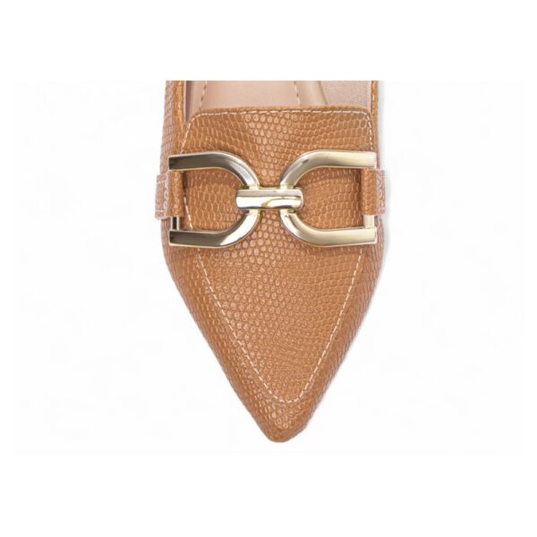 Sapatilha Mocassim Bico Fino Lezard Caramelo - Imagem 4