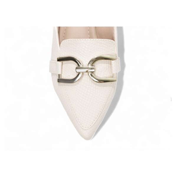 Sapatilha Mocassim Bico Fino Lezard  Off White - Imagem 4