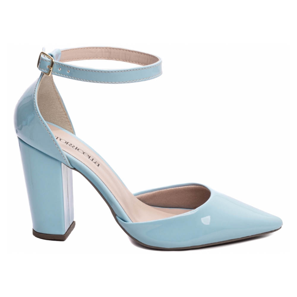 Sapato Scarpin Azul Bico Fino Tanoleira