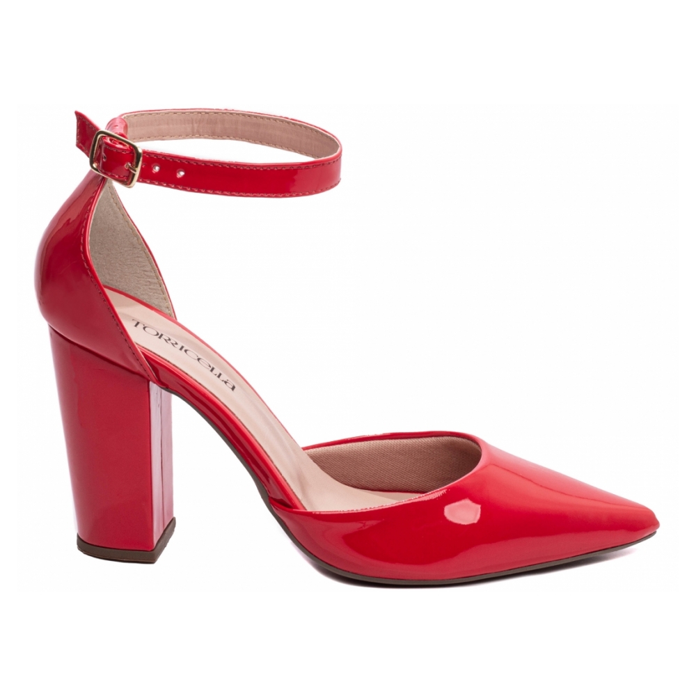 Sapato Scarpin Vermelho Bico Fino Tanoleira