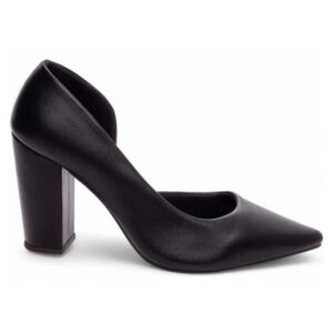 Sapato Scarpin Preto Aberto do Lado