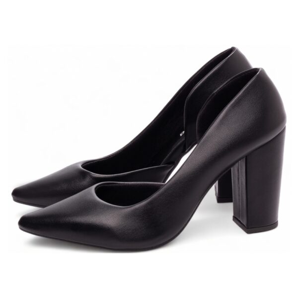 Sapato Scarpin Preto Aberto do Lado - Imagem 3