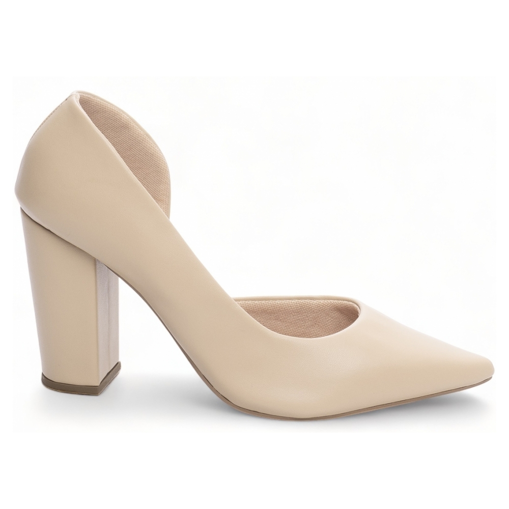 Sapato Scarpin Bege Aberto do Lado