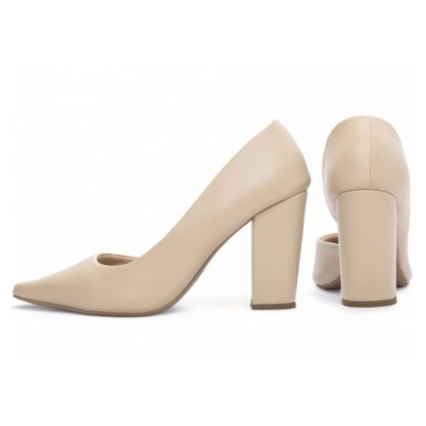 Sapato Scarpin Bege Aberto do Lado - Imagem 2