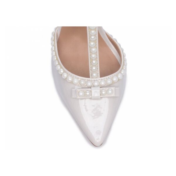 Sapato Scarpin Off White Noiva com Strass - Imagem 4