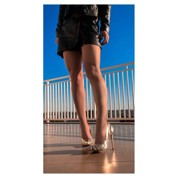 Sapato Scarpin Metalizado Specchio Ouro Light Salto Fino 12 - Imagem 5