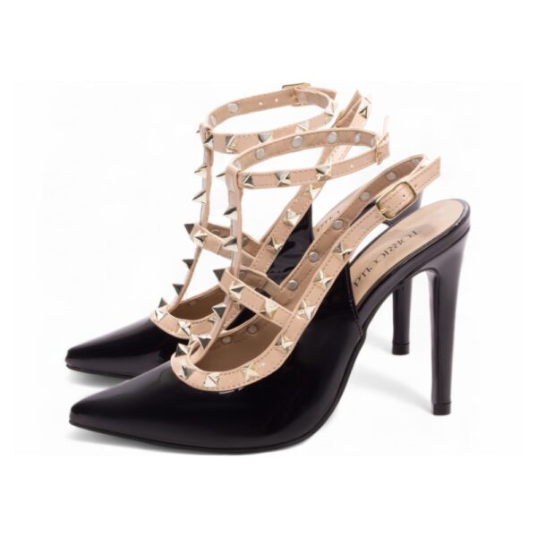 Sapato Scarpin Preto e Bege Verniz Salto 12 - Imagem 3
