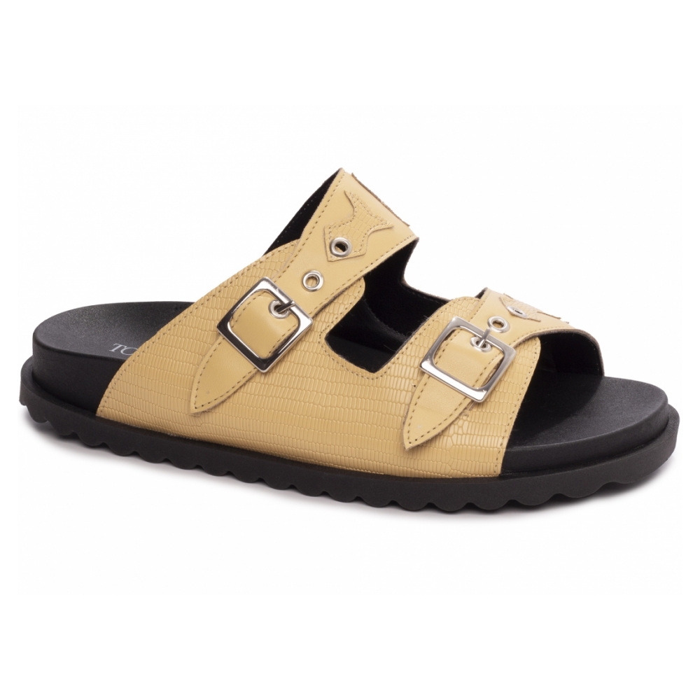 Sandália Papete Birken Amarela com Fivela