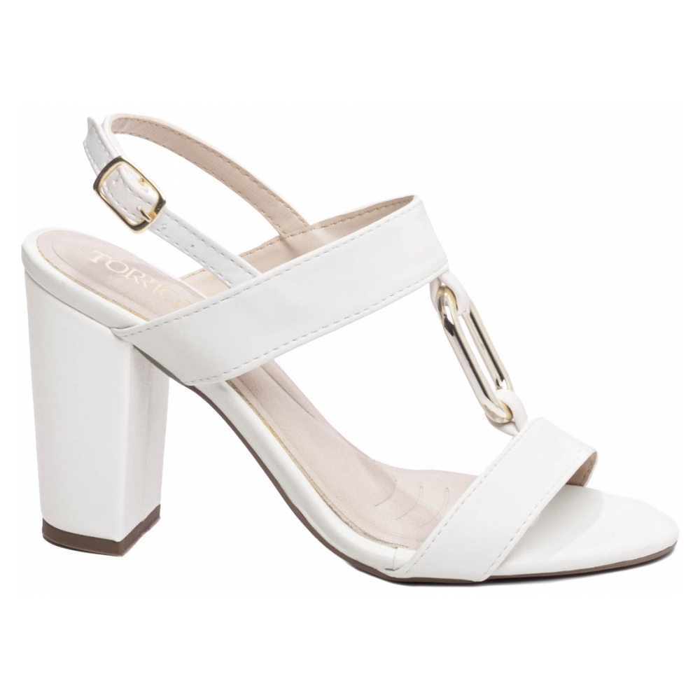 Sandália Feminina Off White com Fivela