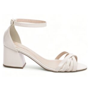 Sandália Salto Off White Grosso Baixo Numeração Especial