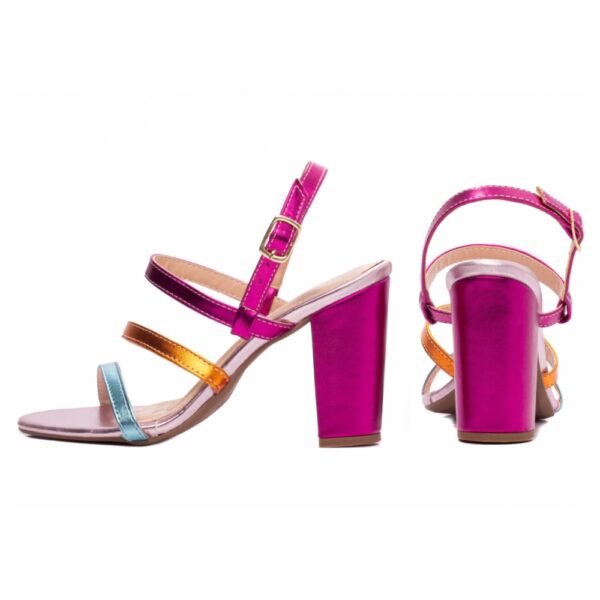 Sandália Feminina Pink com Detalhes Laranja e Azul - Imagem 2