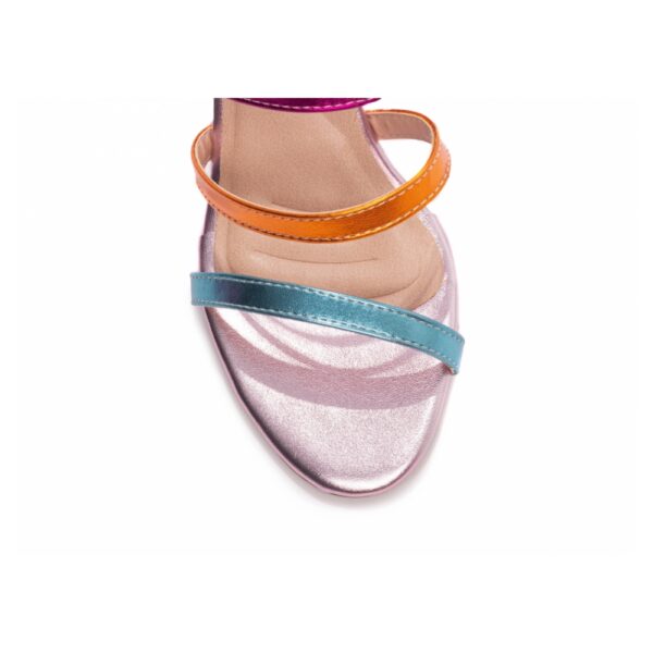 Sandália Feminina Pink com Detalhes Laranja e Azul - Imagem 4