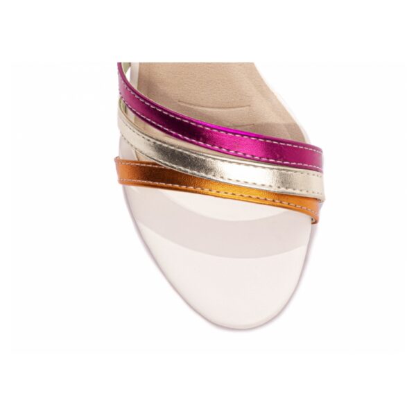 Sandália Off  White com Detalhes Pink e Laranja - Imagem 4